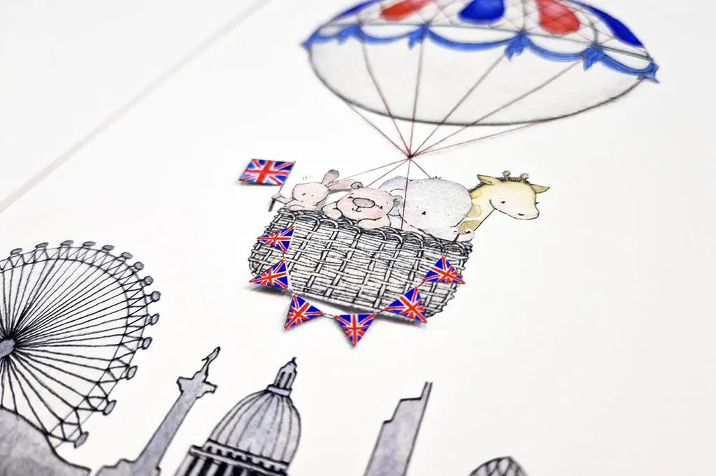 Picture "london balloon journey"-Nursery art-Daisy & Bump-Blue Almonds-London-South Kensington