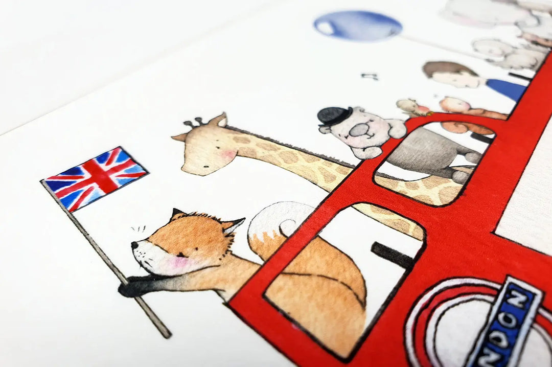 Picture "london bus"-Nursery art-Daisy & Bump-Blue Almonds-London-South Kensington