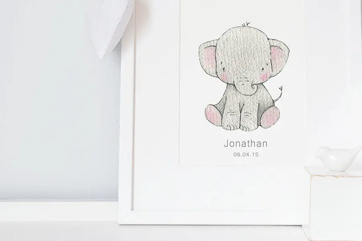 Picture "newborn elephant"-Nursery art-Daisy & Bump-Blue Almonds-London-South Kensington
