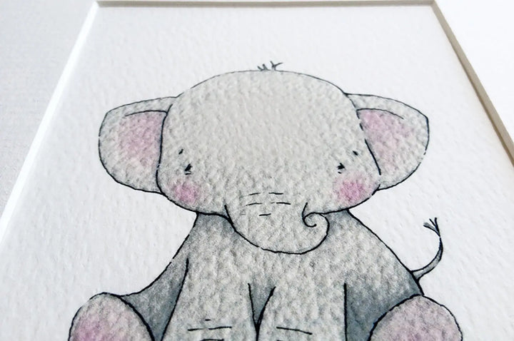 Picture "newborn elephant"-Nursery art-Daisy & Bump-Blue Almonds-London-South Kensington