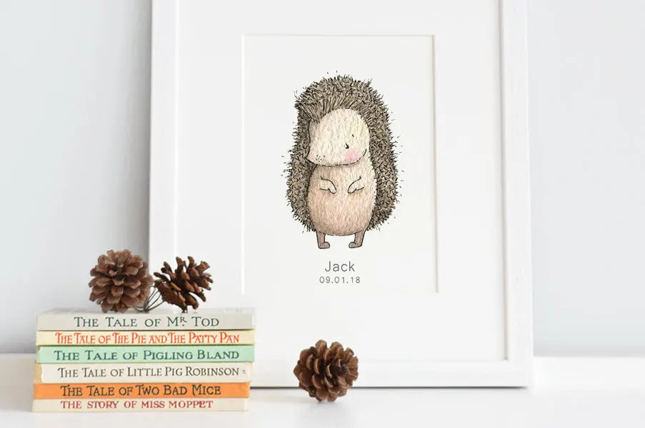 Picture "newborn hedgehog"-Nursery art-Daisy & Bump-Blue Almonds-London-South Kensington