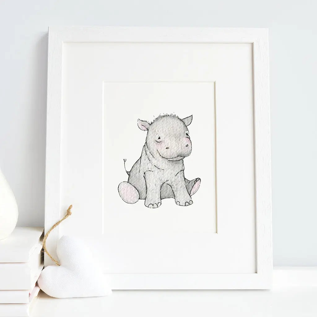 Picture "newborn hippo"-Nursery art-Daisy & Bump-Blue Almonds-London-South Kensington