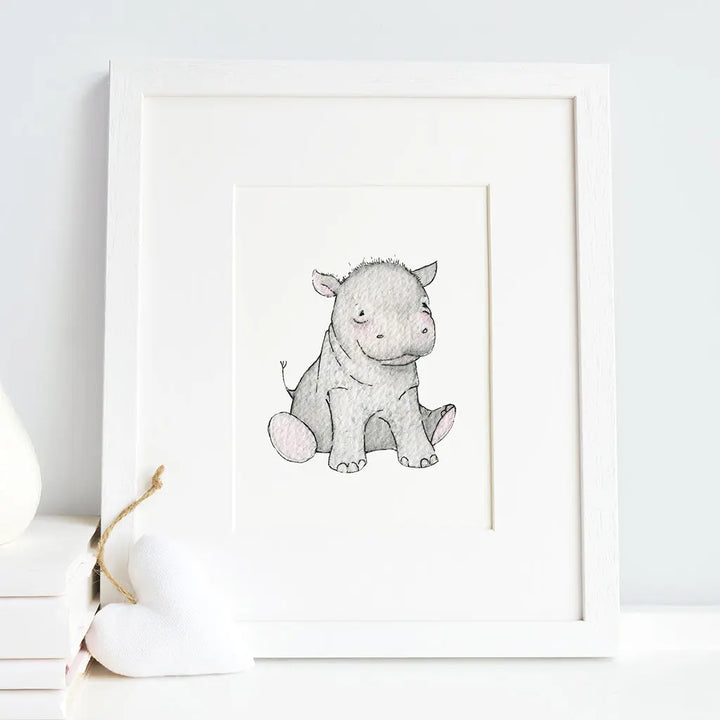 Picture "newborn hippo"-Nursery art-Daisy & Bump-Blue Almonds-London-South Kensington