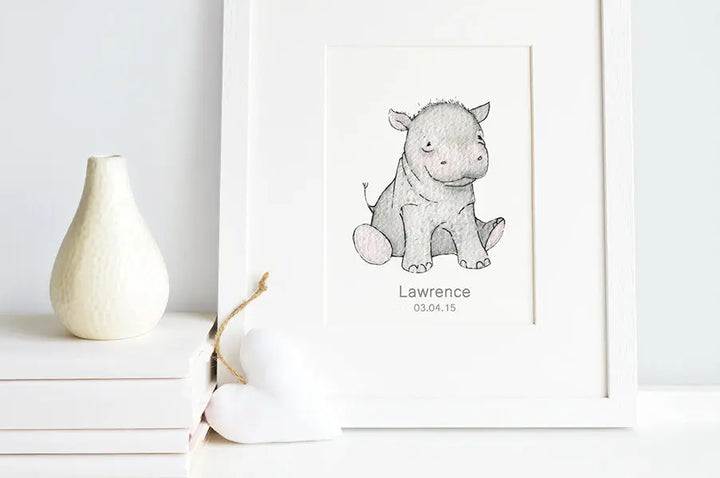 Picture "newborn hippo"-Nursery art-Daisy & Bump-Blue Almonds-London-South Kensington