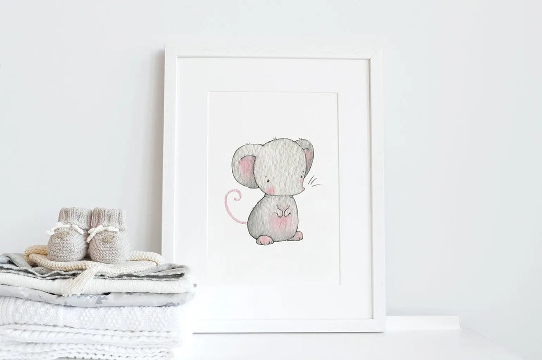 Picture "newborn little mouse"-Nursery art-Daisy & Bump-Blue Almonds-London-South Kensington