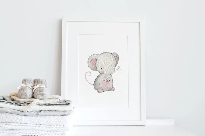 Picture "newborn little mouse"-Nursery art-Daisy & Bump-Blue Almonds-London-South Kensington