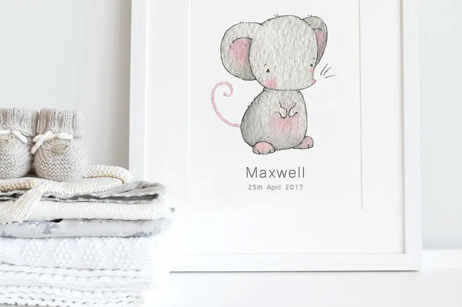 Picture "newborn little mouse"-Nursery art-Daisy & Bump-Blue Almonds-London-South Kensington