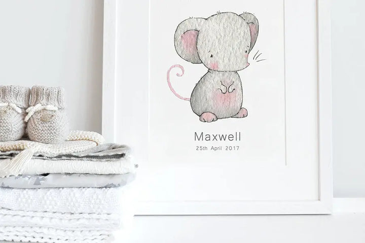 Picture "newborn little mouse"-Nursery art-Daisy & Bump-Blue Almonds-London-South Kensington