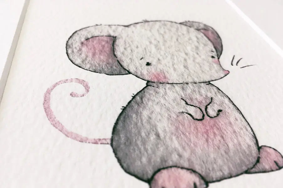 Picture "newborn little mouse"-Nursery art-Daisy & Bump-Blue Almonds-London-South Kensington