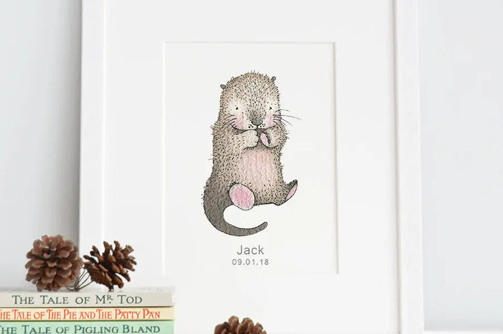 Picture "newborn otter"-Nursery art-Daisy & Bump-Blue Almonds-London-South Kensington