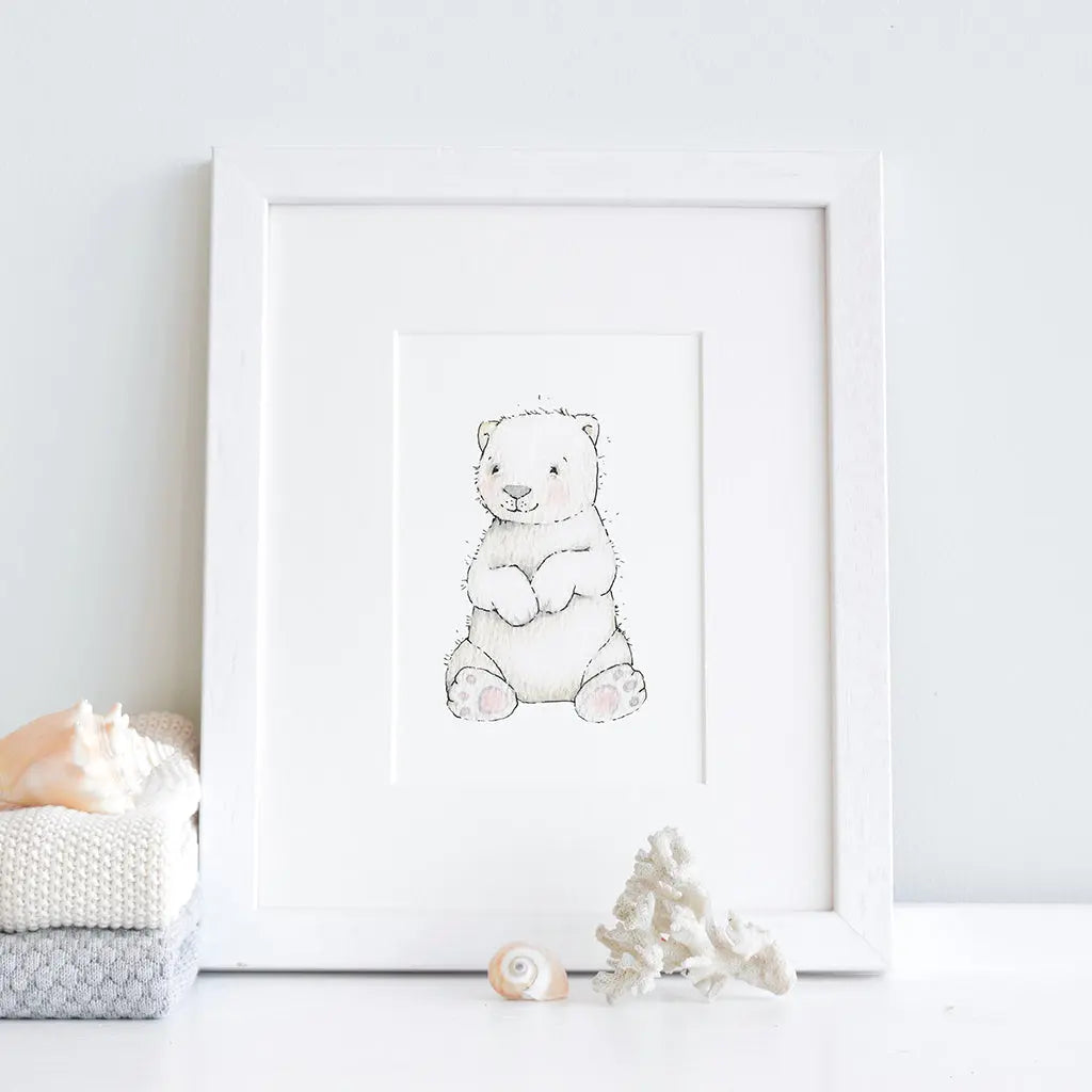 Picture "newborn polar bear"-Nursery art-Daisy & Bump-Blue Almonds-London-South Kensington
