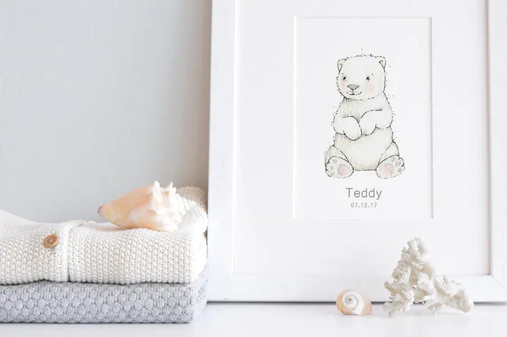Picture "newborn polar bear"-Nursery art-Daisy & Bump-Blue Almonds-London-South Kensington