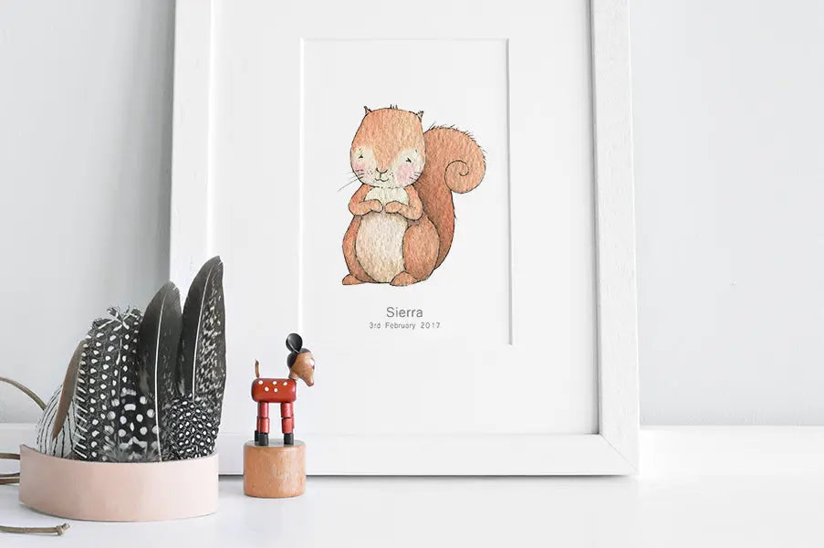 Picture "newborn squirrel"-Nursery art-Daisy & Bump-Blue Almonds-London-South Kensington