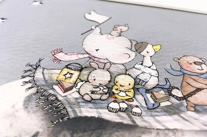 Picture "picnic on the moon"-Nursery art-Daisy & Bump-Blue Almonds-London-South Kensington