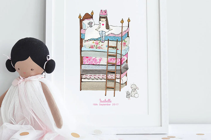 Picture "princess & the pea"-Nursery art-Daisy & Bump-Blue Almonds-London-South Kensington