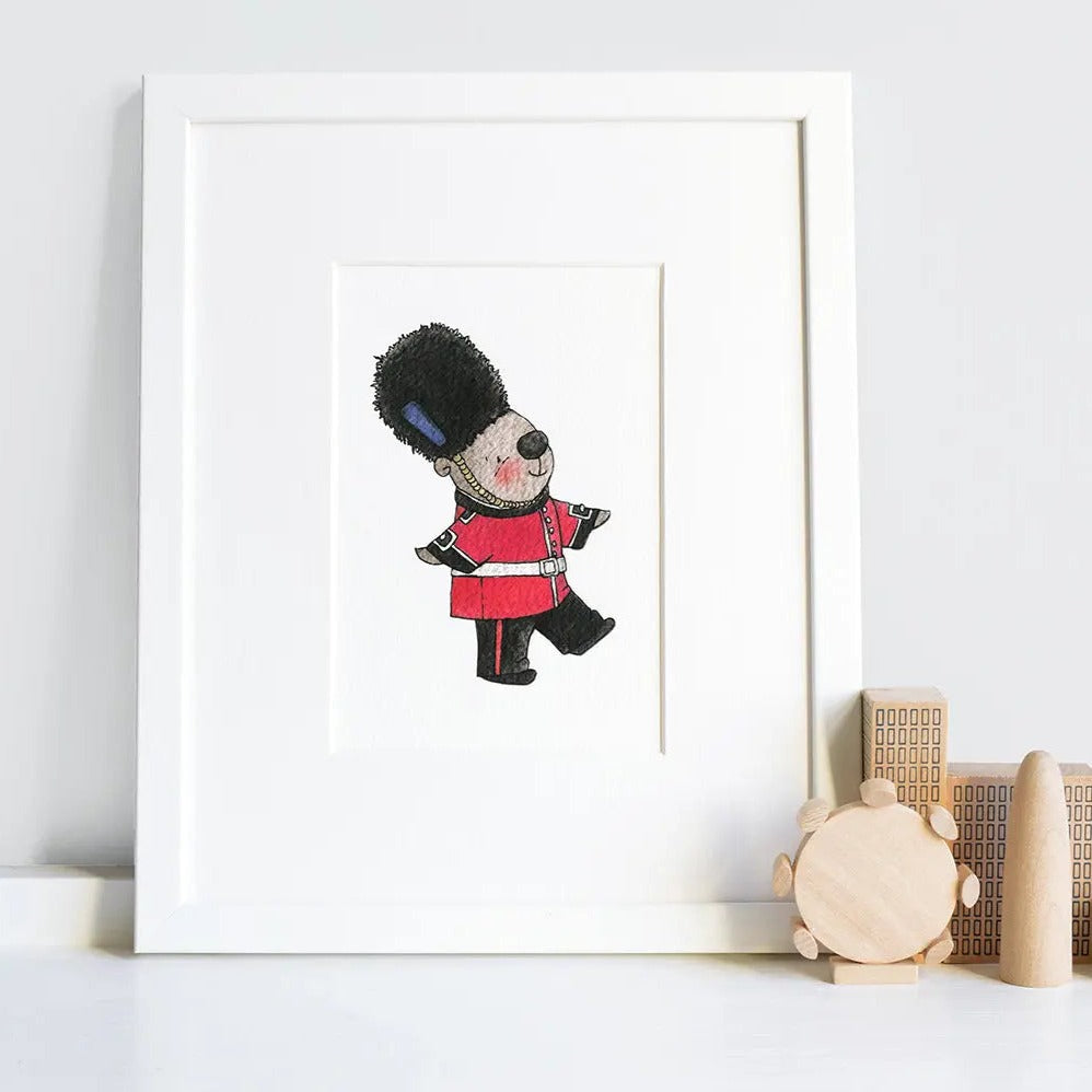 Picture "queens guard bear"-Nursery art-Daisy & Bump-Blue Almonds-London-South Kensington