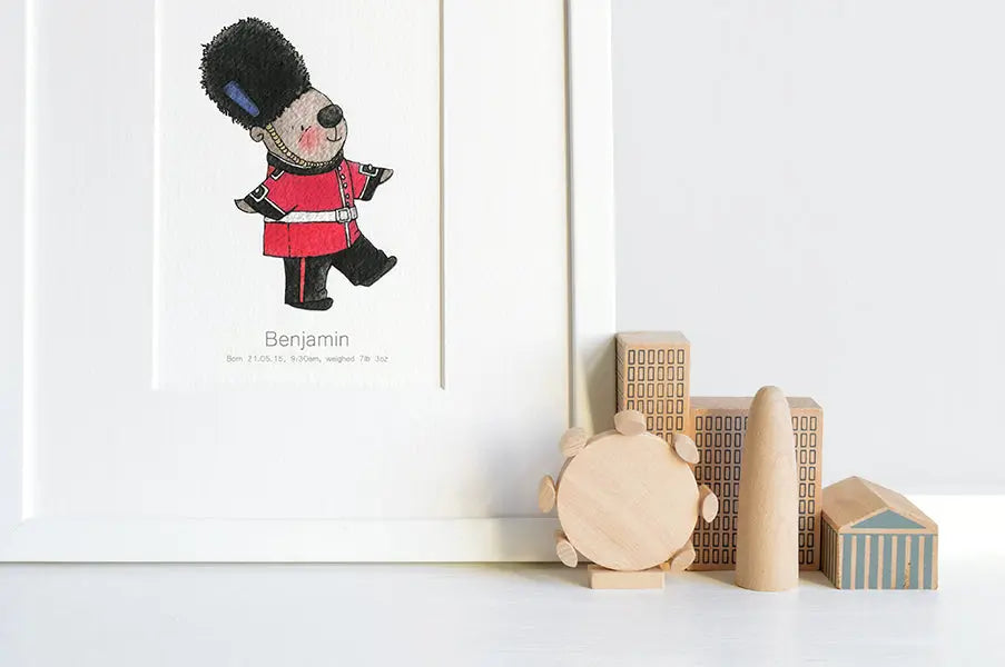 Picture "queens guard bear"-Nursery art-Daisy & Bump-Blue Almonds-London-South Kensington