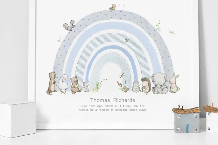 Picture "rainbow" blue-Nursery art-Daisy & Bump-Blue Almonds-London-South Kensington
