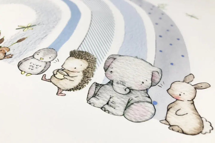 Picture "rainbow" blue-Nursery art-Daisy & Bump-Blue Almonds-London-South Kensington