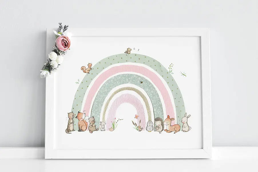 Blue Almonds Ltd Picture "rainbow" floral Daisy & Bump