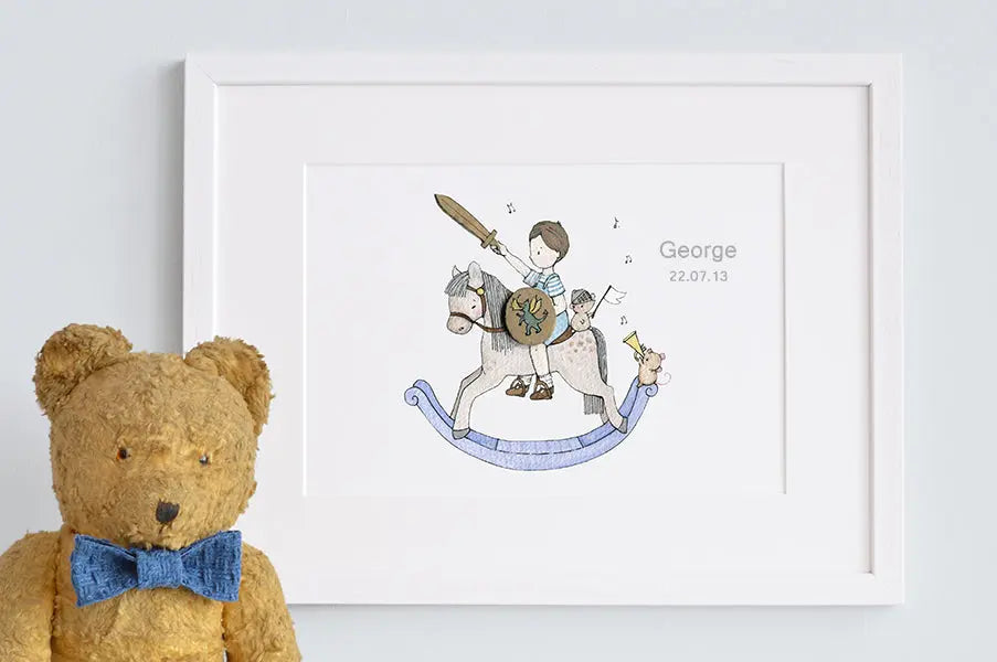 Picture "rocking horse prince"-Nursery art-Daisy & Bump-Blue Almonds-London-South Kensington