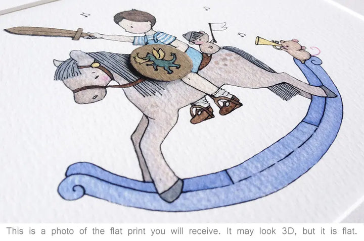 Picture "rocking horse prince"-Nursery art-Daisy & Bump-Blue Almonds-London-South Kensington