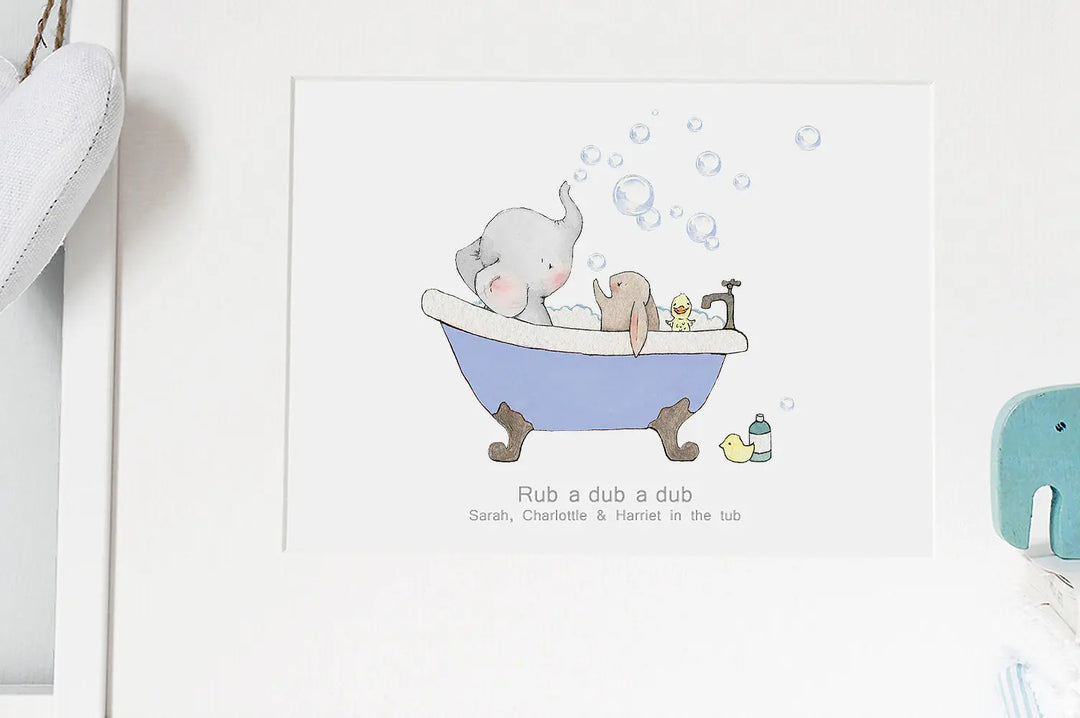 Picture "rub a dub dub fun"-Nursery art-Daisy & Bump-Blue Almonds-London-South Kensington