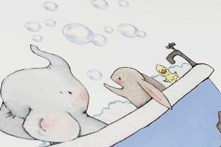 Picture "rub a dub dub fun"-Nursery art-Daisy & Bump-Blue Almonds-London-South Kensington