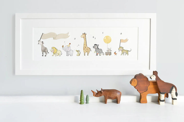 Picture "safari parade"-Nursery art-Daisy & Bump-Blue Almonds-London-South Kensington