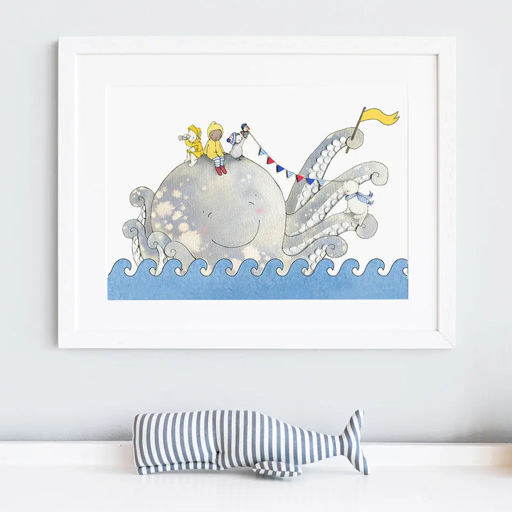 Picture "salty the octopus"-Nursery art-Daisy & Bump-Blue Almonds-London-South Kensington