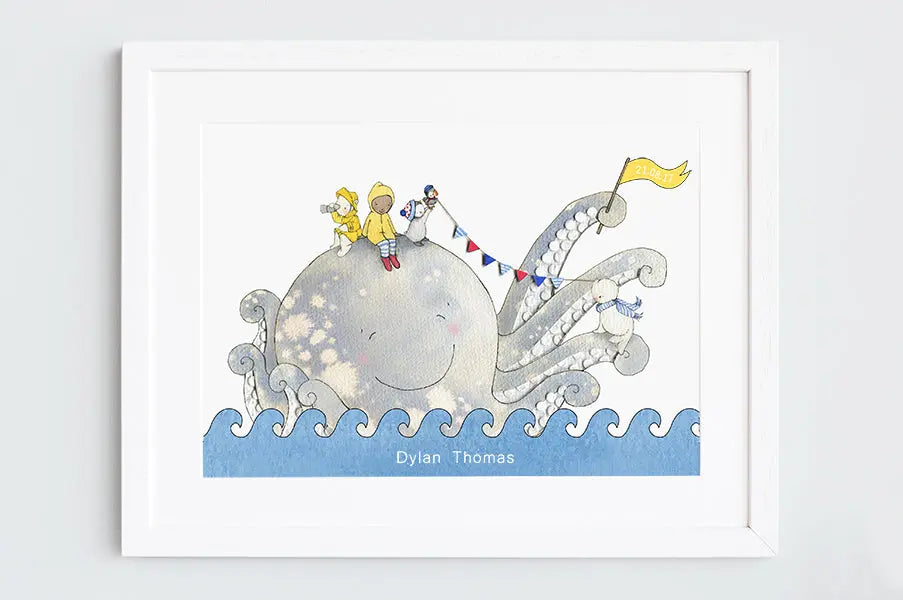 Picture "salty the octopus"-Nursery art-Daisy & Bump-Blue Almonds-London-South Kensington