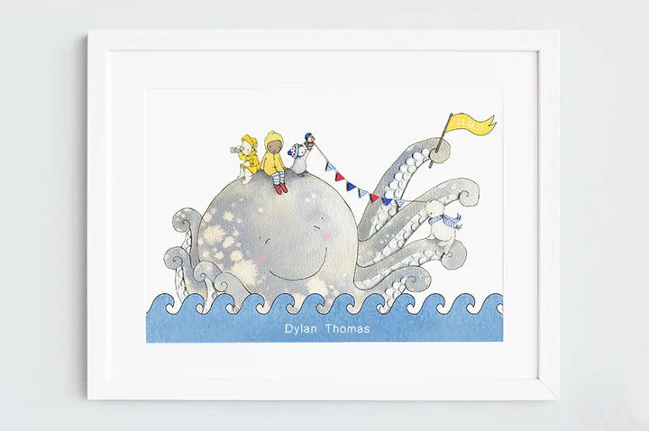 Picture "salty the octopus"-Nursery art-Daisy & Bump-Blue Almonds-London-South Kensington