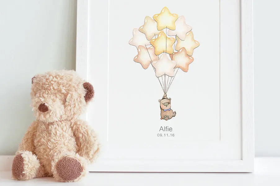 Picture "star balloon bunch"-Nursery art-Daisy & Bump-Blue Almonds-London-South Kensington