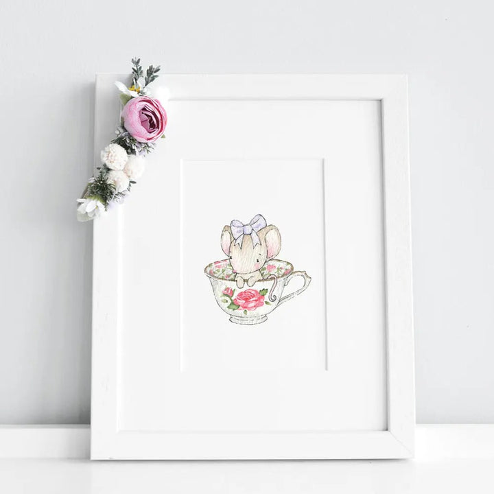 Picture "tea cup mouse"-Nursery art-Daisy & Bump-Blue Almonds-London-South Kensington