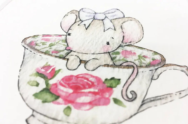 Picture "tea cup mouse"-Nursery art-Daisy & Bump-Blue Almonds-London-South Kensington