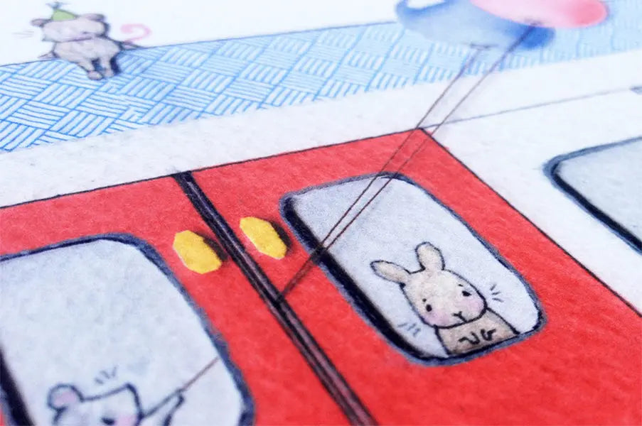Picture "tube train"-Nursery art-Daisy & Bump-Blue Almonds-London-South Kensington