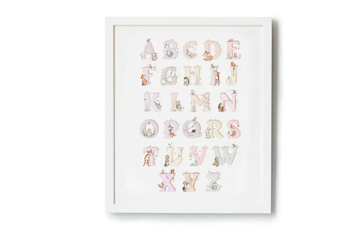 Picture "woodland alphabet" pink-Nursery art-Daisy & Bump-Blue Almonds-London-South Kensington