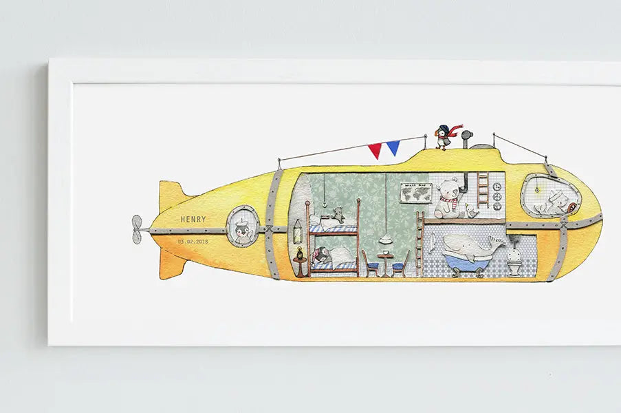 Picture "yellow submarine"-Nursery art-Daisy & Bump-Blue Almonds-London-South Kensington