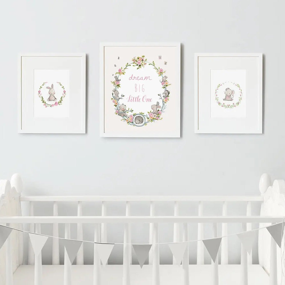 Picture set of 3 "florals"-Nursery art-Daisy & Bump-Blue Almonds-London-South Kensington