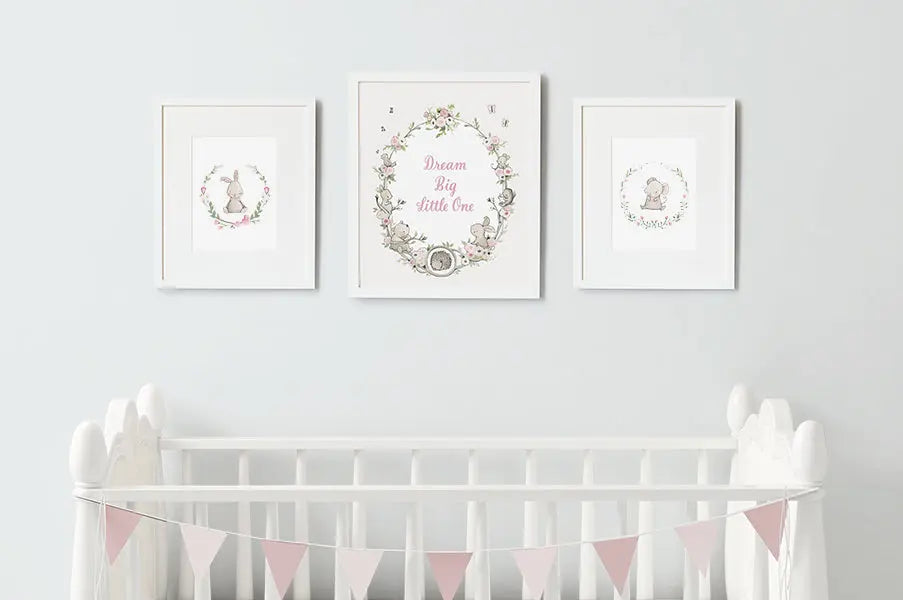 Picture set of 3 "florals"-Nursery art-Daisy & Bump-Blue Almonds-London-South Kensington