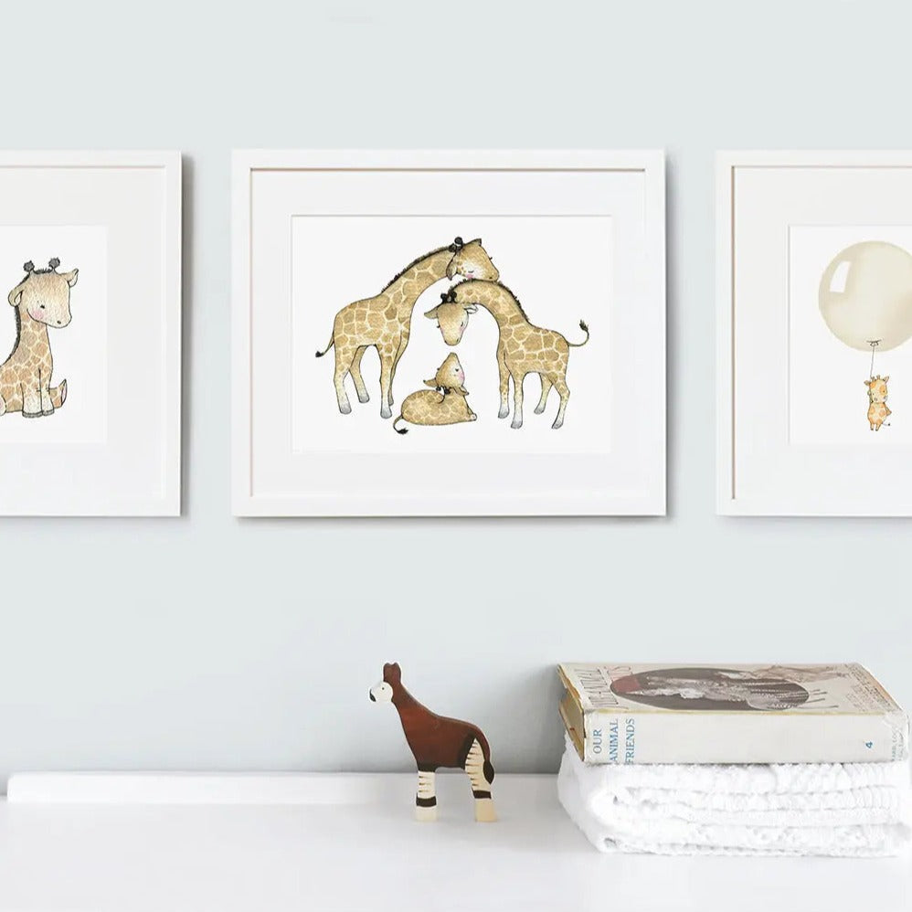 Picture set of 3 "giraffes"-Nursery art-Daisy & Bump-Blue Almonds-London-South Kensington