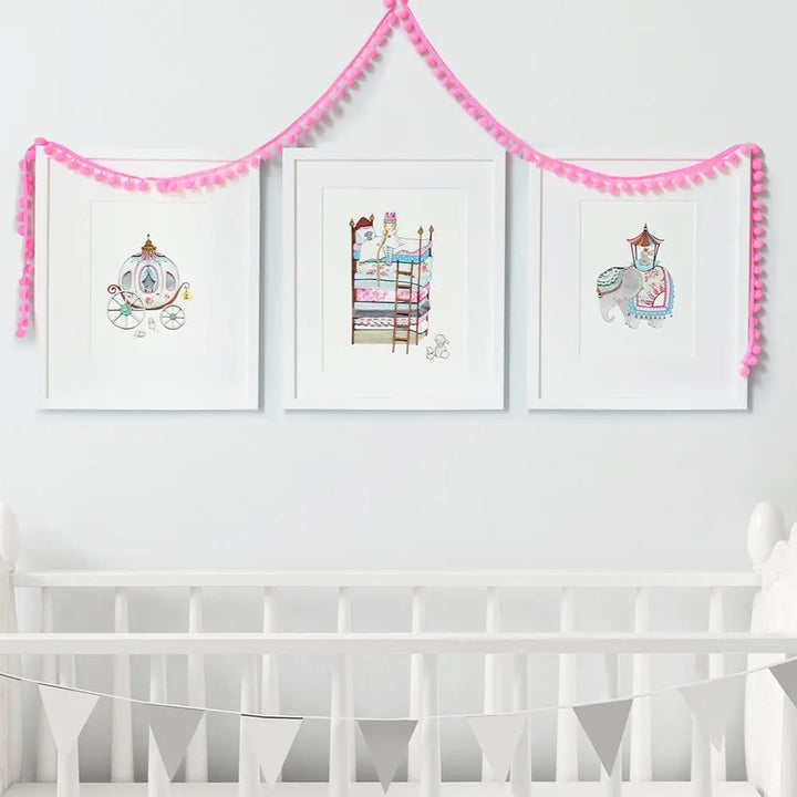 Picture set of 3 "royal princess"-Nursery art-Daisy & Bump-Blue Almonds-London-South Kensington