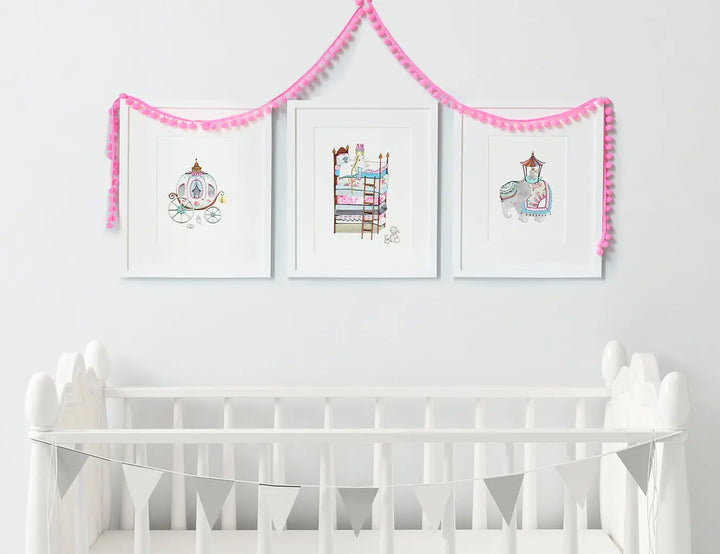 Picture set of 3 "royal princess"-Nursery art-Daisy & Bump-Blue Almonds-London-South Kensington