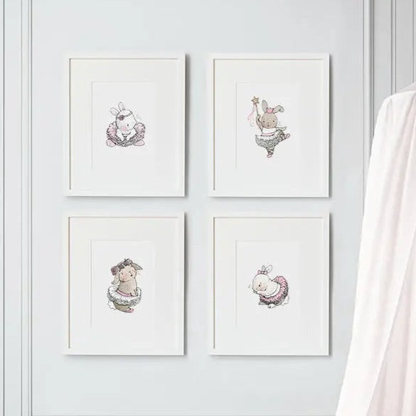 Picture set of 4 "ballerina bunny"-Nursery art-Daisy & Bump-Blue Almonds-London-South Kensington