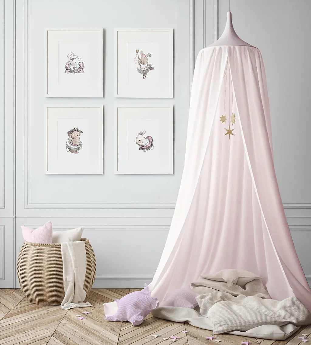 Picture set of 4 "ballerina bunny"-Nursery art-Daisy & Bump-Blue Almonds-London-South Kensington