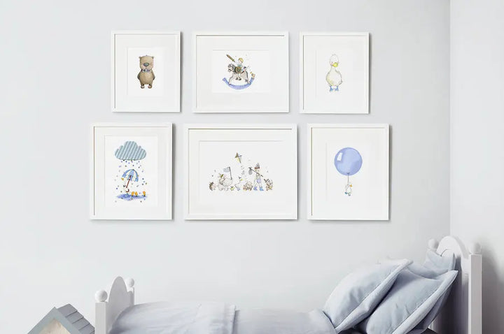 Picture set of 6  "dreamer"-Nursery art-Daisy & Bump-Blue Almonds-London-South Kensington