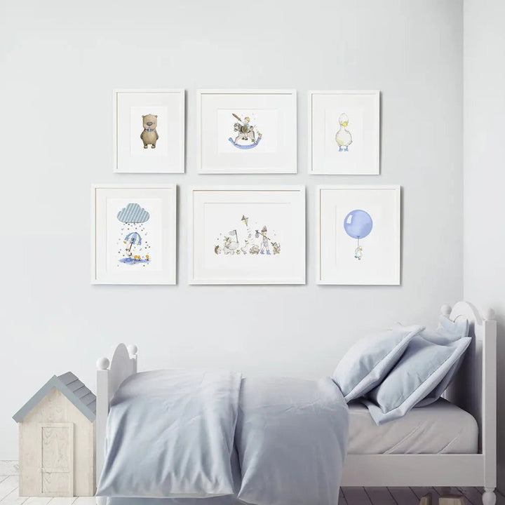 Picture set of 6  "dreamer"-Nursery art-Daisy & Bump-Blue Almonds-London-South Kensington