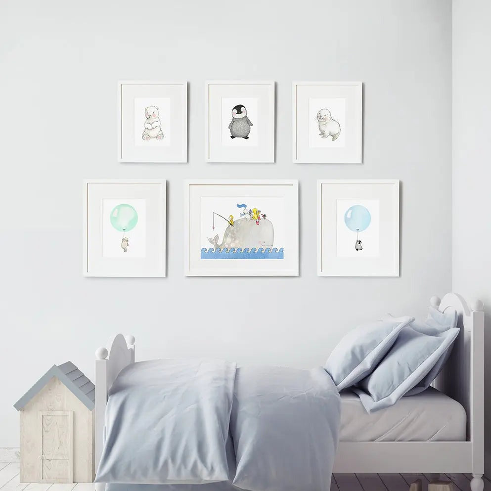 Picture set of 6 "arctic adventure"-Nursery art-Daisy & Bump-Blue Almonds-London-South Kensington