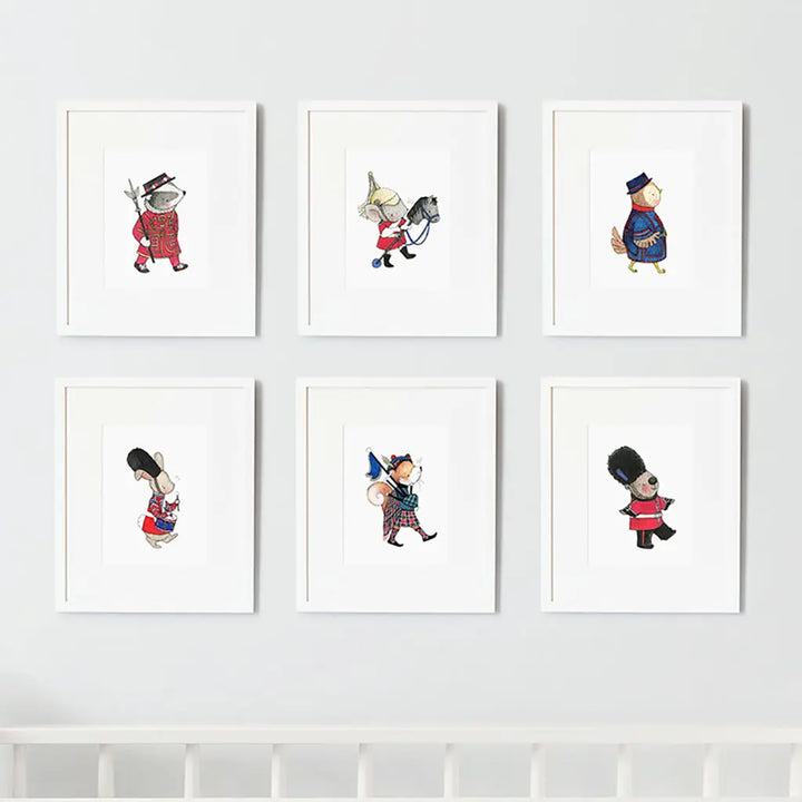 Picture set of 6 "british guards"-Nursery art-Daisy & Bump-Blue Almonds-London-South Kensington