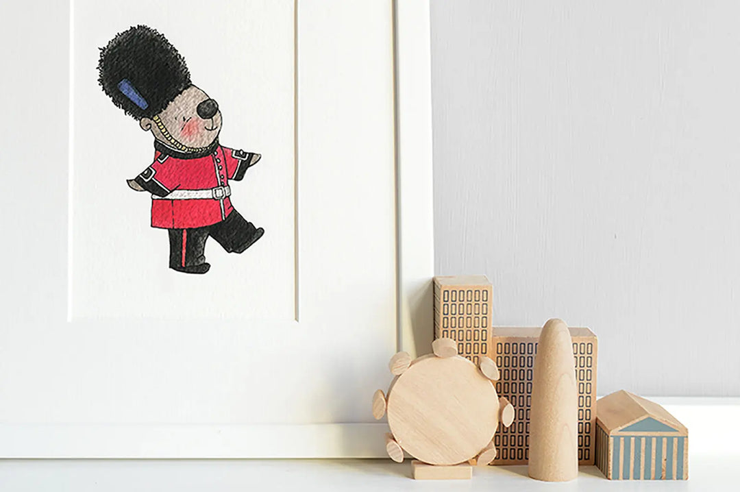 Picture set of 6 "british guards"-Nursery art-Daisy & Bump-Blue Almonds-London-South Kensington
